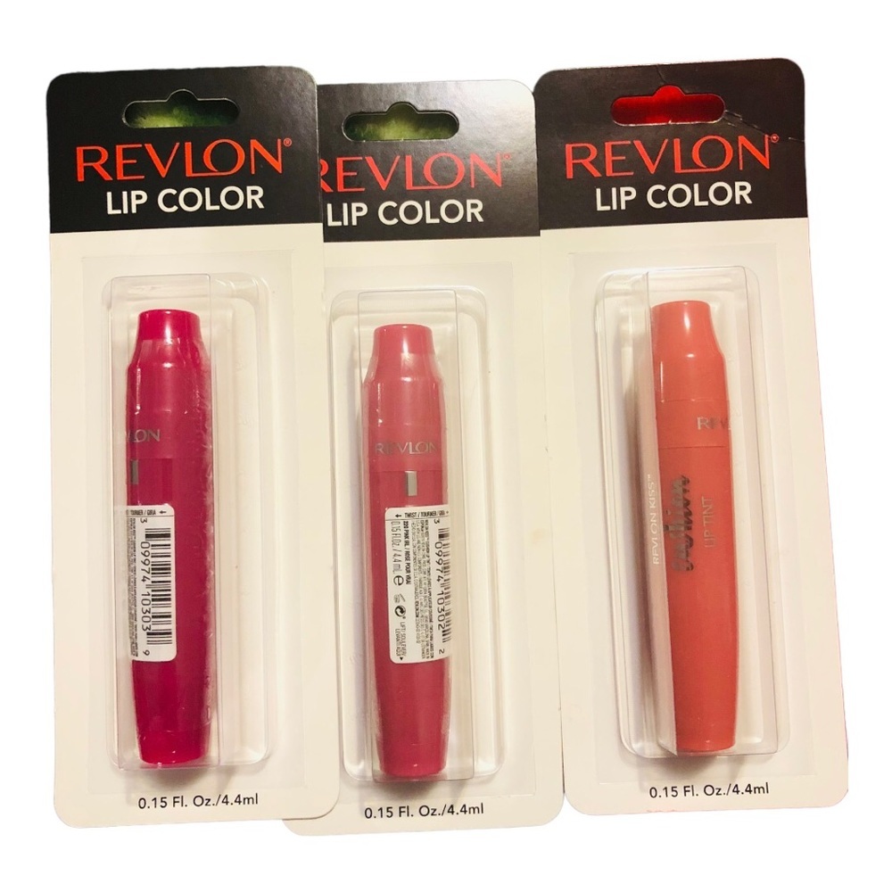 3pk Revlon Kiss Cushion plush Lip Tint- Berry Lit, Pink IRL, #310 (peacy tint)
